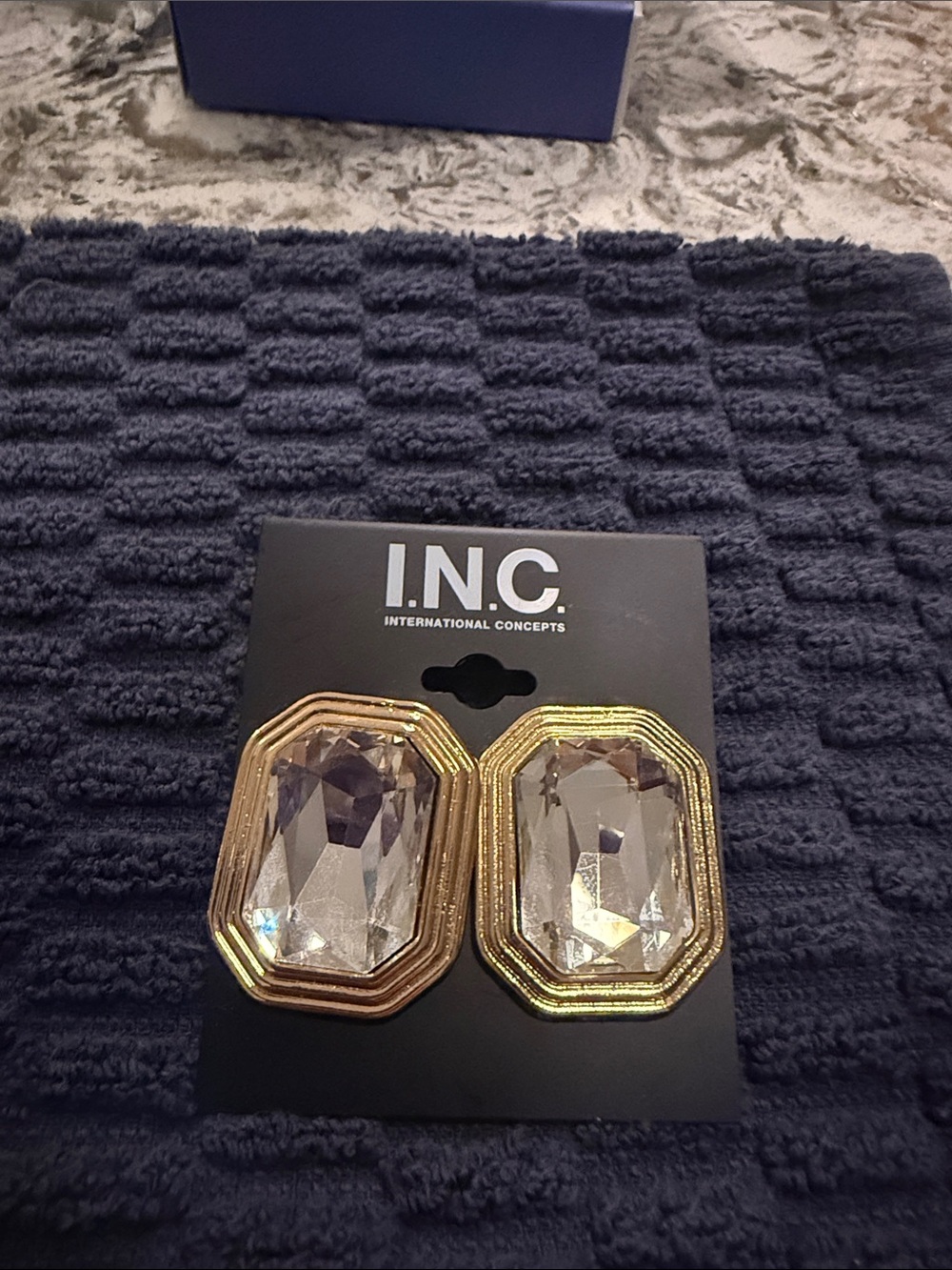 INC International Concepts Gold-Tone Clear Crystal Octagon earrings